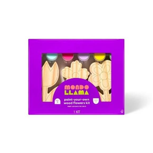 3pk Paint-Your-Own Wood Flowers Kit - Mondo Llama - Picture 1 of 4